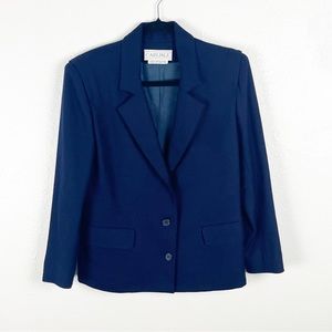CARLISLE 100% Wool Navy Textured Lined Long Sleeves Two Button Blazer, Size 4